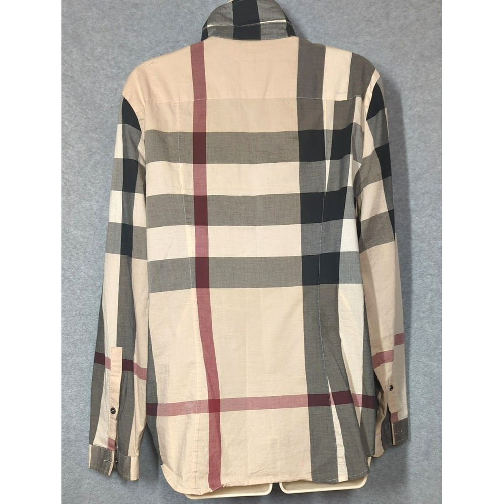 Burberry Brit Women Nova Check Button Up Shirt L Tan Plaid Classic Timeless Chic - Picture 3 of 9